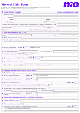 General Claim Form