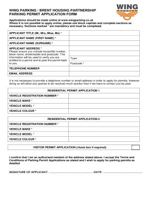 Wing Parking Permit Application