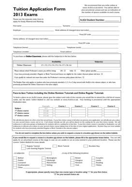 Tuition Application Form