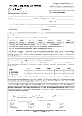 Tuition Application Form
