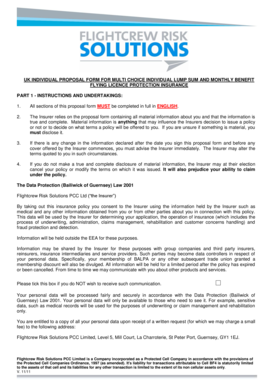 UK Individual Proposal Form for Flying Licence Protection Insurance