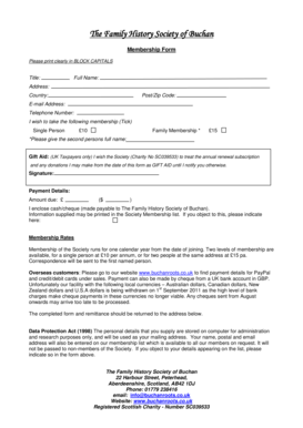 Membership Form - Family History Society of Buchan
