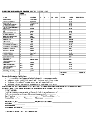 SUPERVALU ORDER FORM: PRICES IN STERLING ... - Musgrave