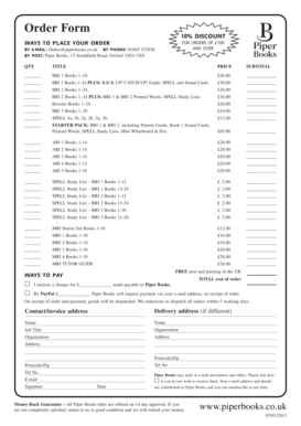 Bri/ari/spell/mri order form - Piper Books