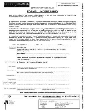 Certificate of Origin Application