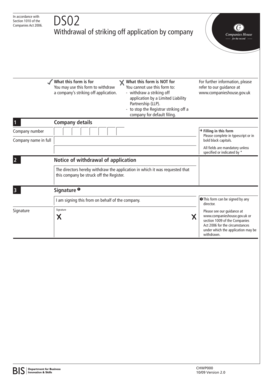 UK Company Striking Off Withdrawal Form DS02