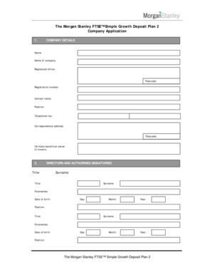 Morgan Stanley FTSE Growth Deposit Plan Application
