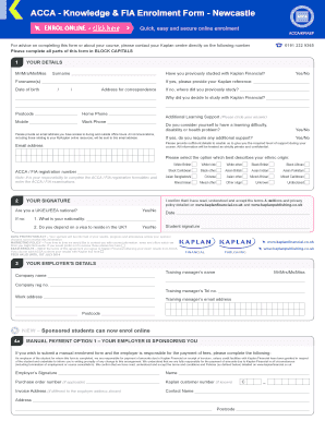 ACCA Knowledge & FIA Enrolment Form