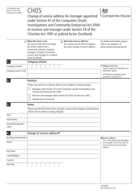 UK Change of Service Address for Manager