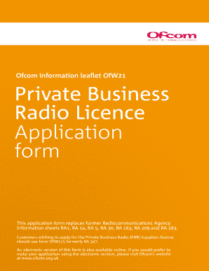 Private Business Radio Licence Application