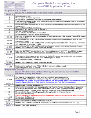 UK Criminal Record Bureau Application Form