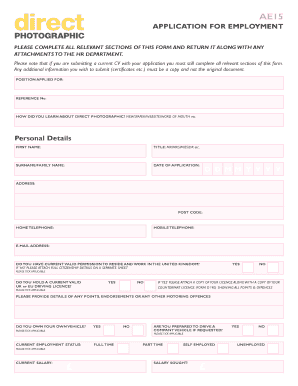 AE15 Application for Employment