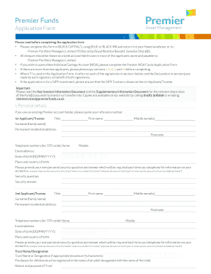 Premier Funds Application Form