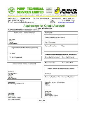 Credit Account Application Form