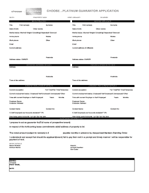 Platinum Guarantor Application