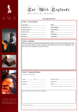 UK Job Application Form