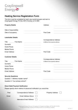 Heating Service Registration Form