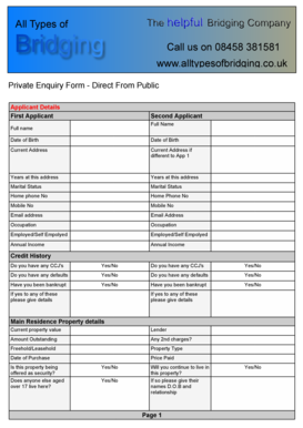 Private Enquiry Form - Bridging Loan