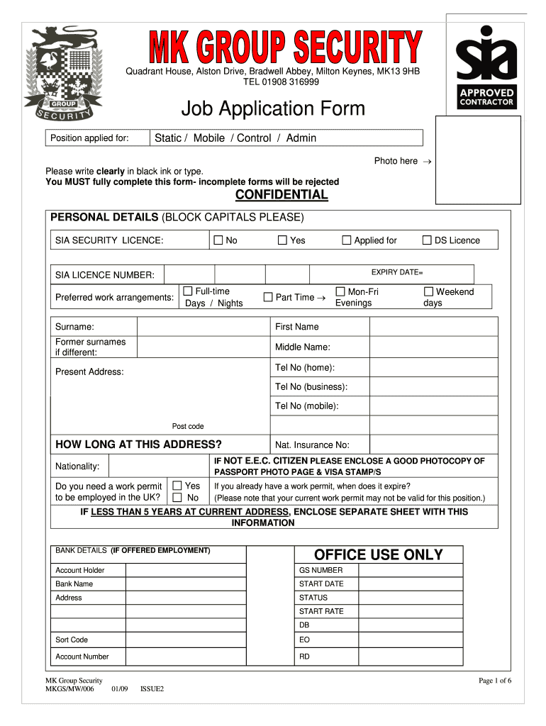 Application Form For Security Company Fill Online, Printable, Fillable, Blank pdfFiller