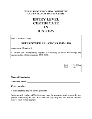 Welsh History Certificate Assessment