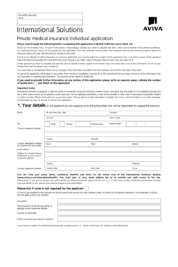 Aviva Private Medical Insurance Application