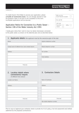 Application Notice for Connection to a Public Sewer