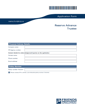 Reserve Advance Application Form