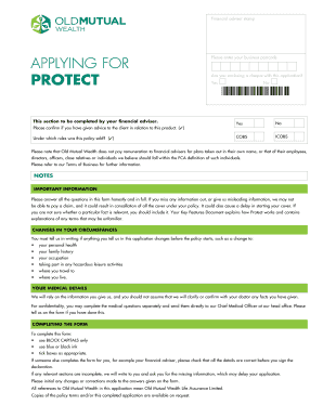 Old Mutual Wealth Protect Application Form
