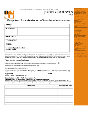 UK Auction Entry Form