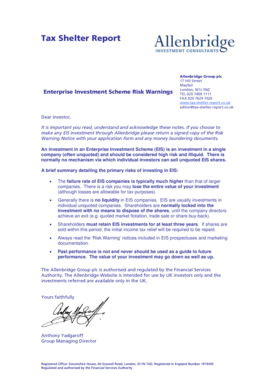 UK Enterprise Investment Scheme Risk Warning Notice