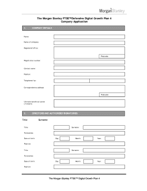 Morgan Stanley FTSE Defensive Digital Growth Plan 4 Application