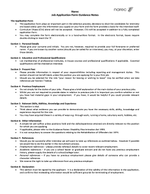 Cvs printable application - Narec Job Application Form Guidance Notes