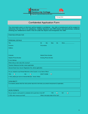 Confidential Application Form