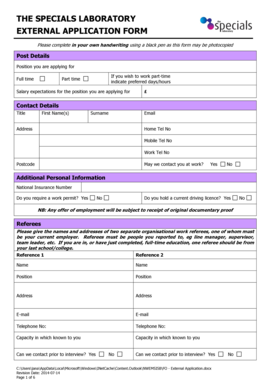Application Form - Specials Lab