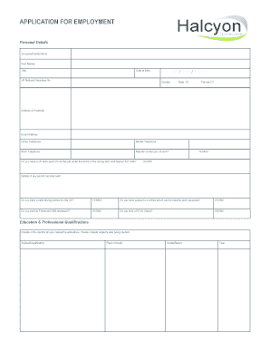 UK Application for Employment