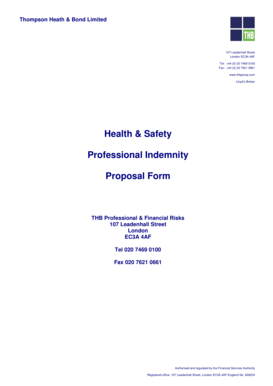 Professional Indemnity Insurance Proposal Form