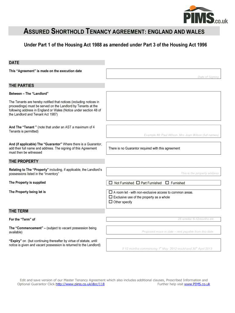 House Share Tenancy Agreement Template