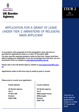 Tier 2 Minister of Religion Application Form