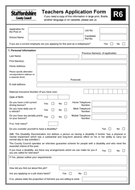 Teachers Application Form