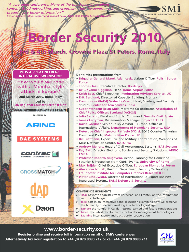 A very good conference Many of the speakers - SMi Online Preview on Page 1