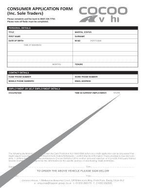 Vacation packing checklist - Cocoon Consumer Proposal Form - Short Term Car Leasing