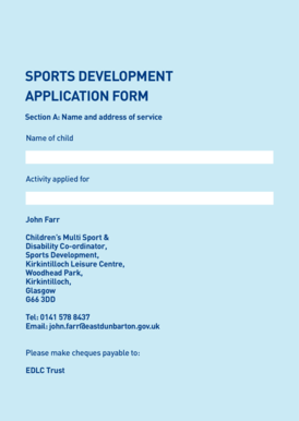 Sports Development Application Form
