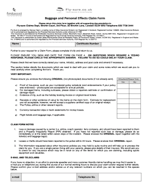fillable online personal effects baggage and money claim form fly money form