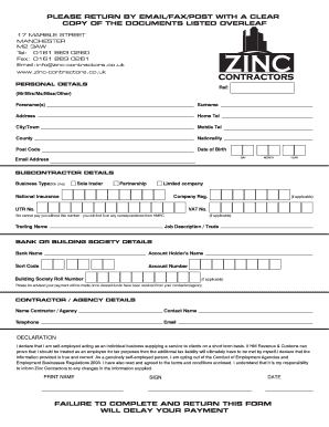 UK Subcontractor Registration Form