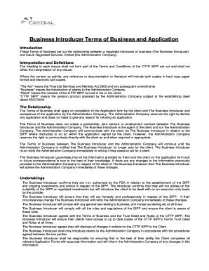 Business Introducer Terms of Business and Application - Central Tax