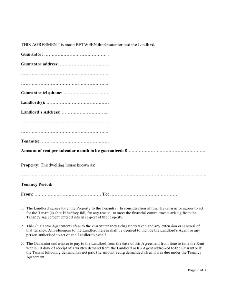 Guarantor Form Fill Online Printable Fillable Blank PdfFiller