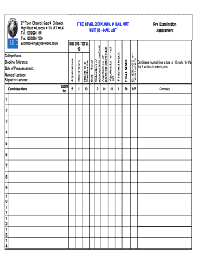 Itec nail art assessment form