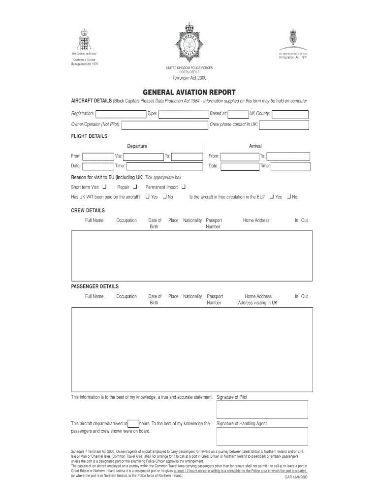General aviation operators and pilots notification of flights - GOV UK Preview on Page 1