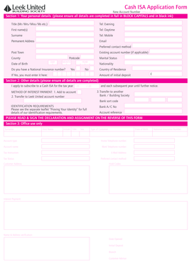 UK Cash ISA Application Form