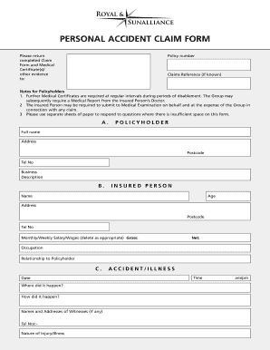Personal Accident Claim Form